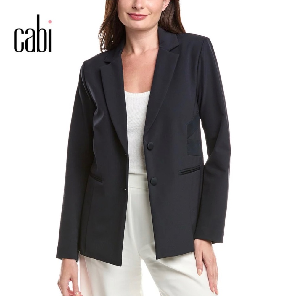 Cabi Keynote Jacket Blazer 16 Black Navy Classic Career Tailored Stretch 6465
